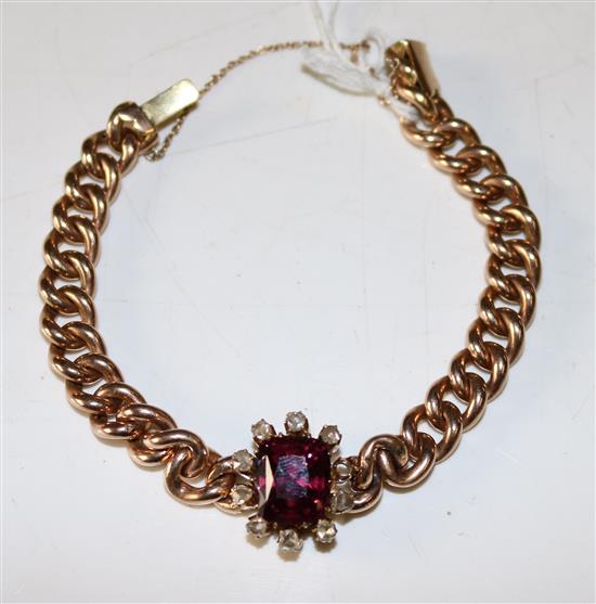 An old cut diamond & Almandine garnet set bracelet